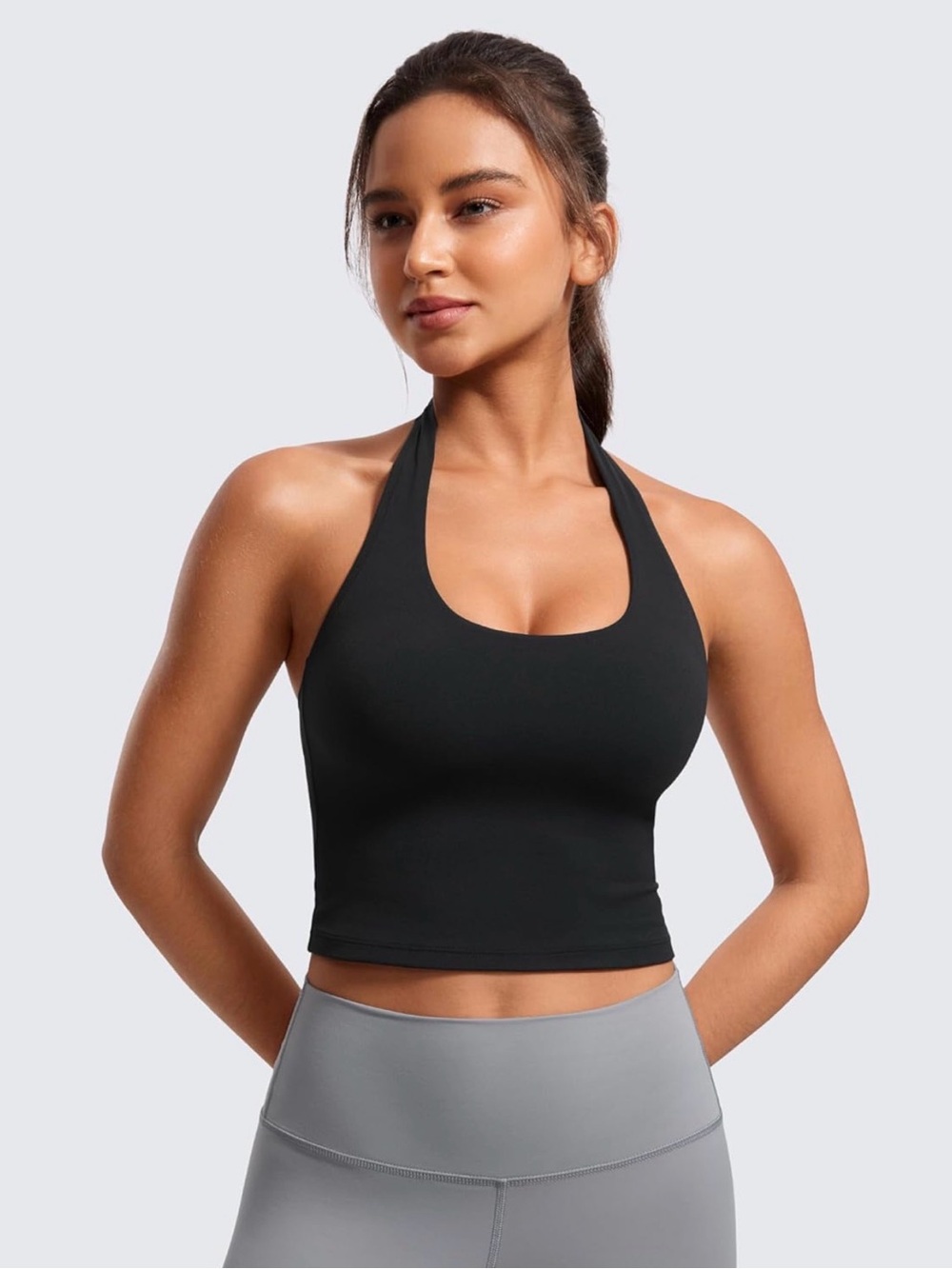 Black Halter Crop Sports Tank - CRZ Yoga